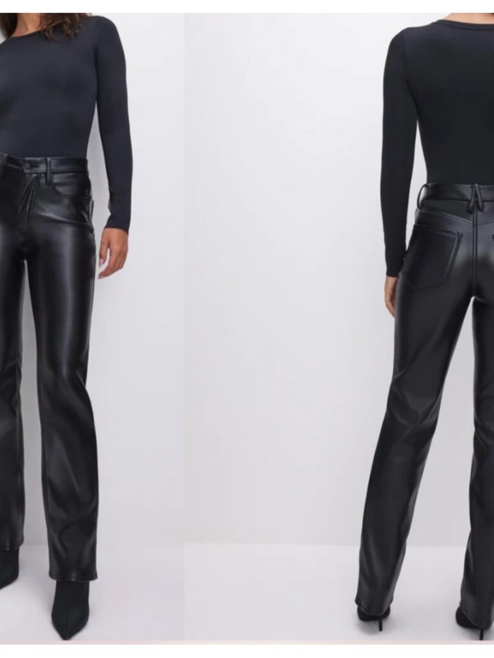 Good American Black Faux Leather Pants